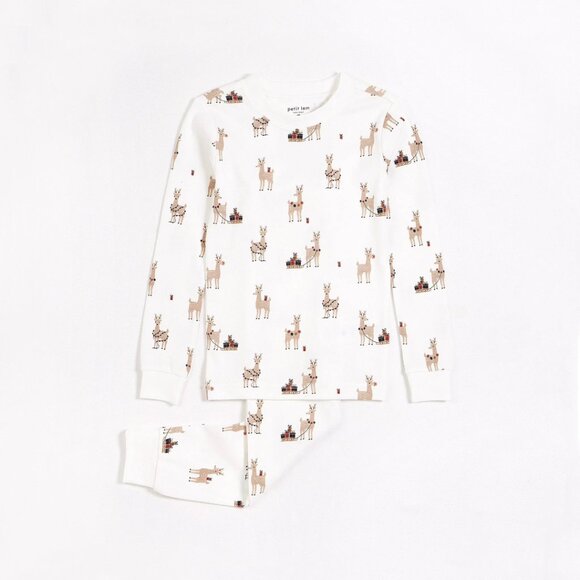 PETIT LEM Rudy and Reindeers Print on Off White PJ Set Size 18 Months - Picture 3 of 6